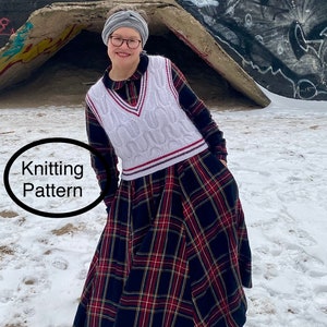 PDF Knitting Pattern in English only..Textured Cable Vest knitting pattern.Written instructions,charts.Waistcoat Outfit for any season.