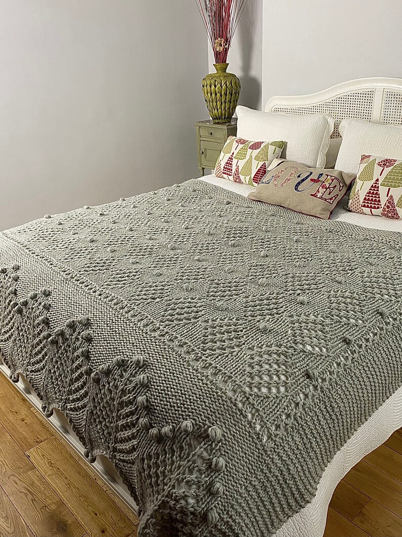 PDF knitting pattern.Knitted chunky lace blanket/bedspread/bed Etsy