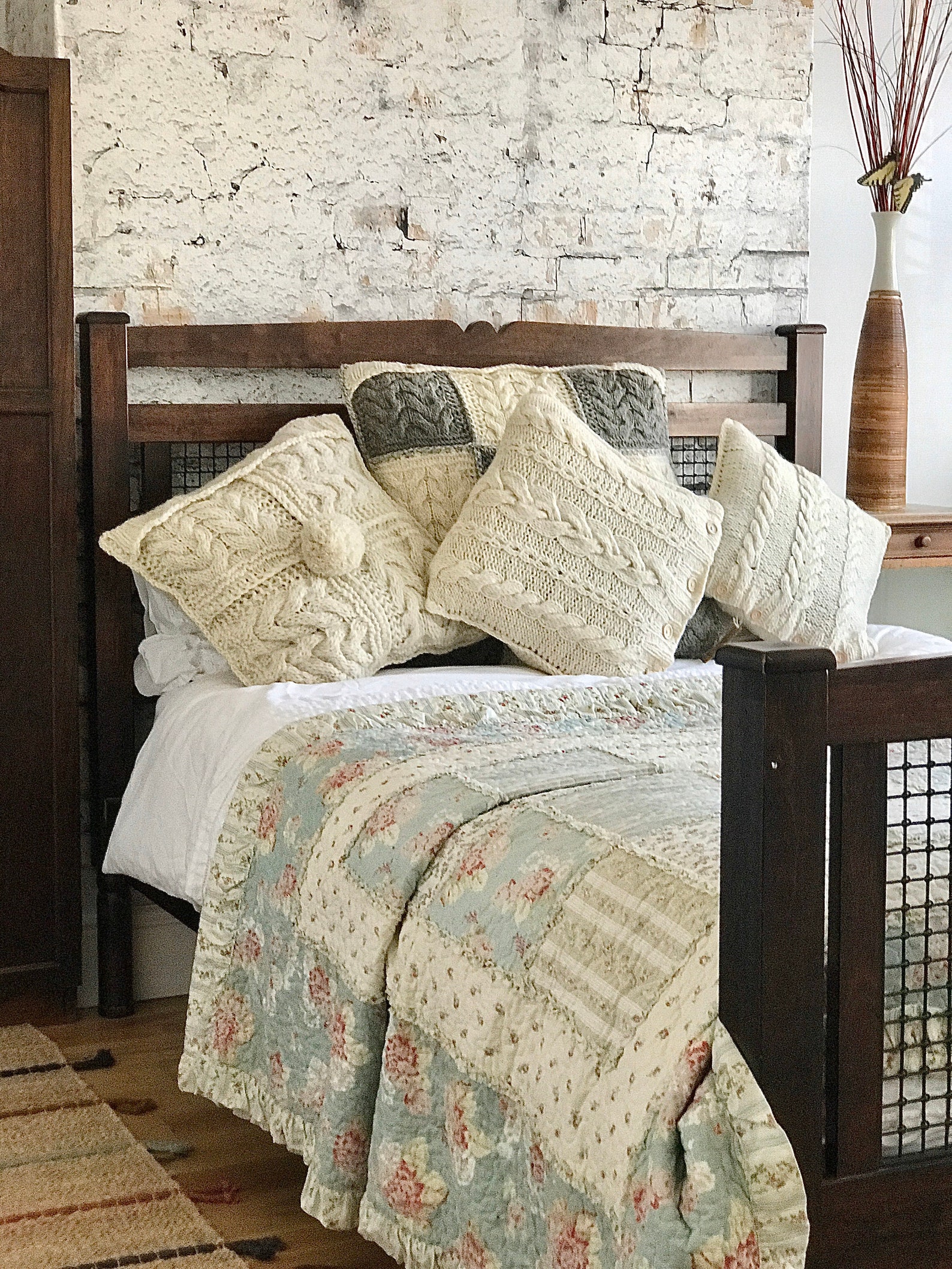 Hand Knitted Pillowcase From Real Farms Wool.country and Etsy UK
