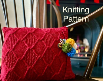 PDF knitting pattern in English only.Christmassy Pillowcase knitting pattern.Pattern with chart and knitting instructions.Size:44 x36cm
