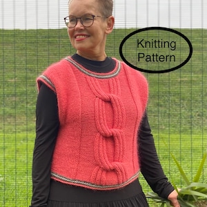 PDF knitting pattern in English only.Knotted Cable Vest.Knitting instructions and pictures.S,M,L,XL,XXL.Universal garment for every season.