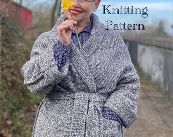 PDF knitting pattern in English only.Marled Garter Cardigan knitting pattern.Sizes:M,L,XL, XXL.Written instructions,pictures,schematic.