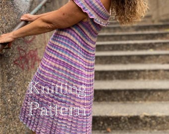 PDF Knitting pattern in English only.Ribbed Foldover Dress knitting pattern in English only.Sizes s/m; m/l; l/xl; xl/xxl.Knit for beginner.