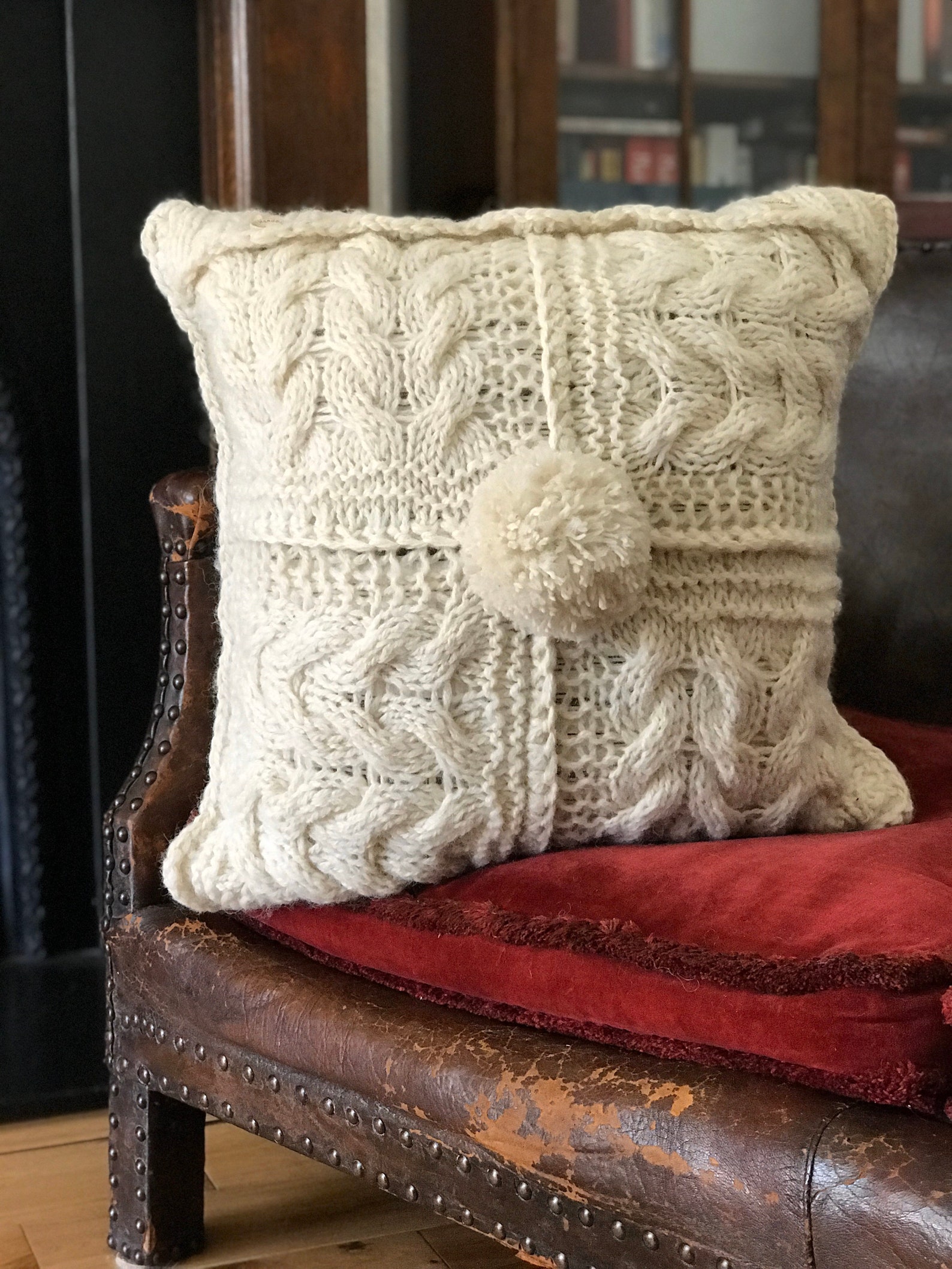 Hand Knitted Pillowcase From Real Farms Wool.country and Etsy UK