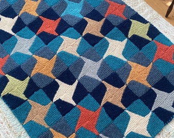 PDF Knitting pattern English only.Twinkle Stars afghan knitting pattern.Written instructions, photos,schematic provided.Christmas knit.