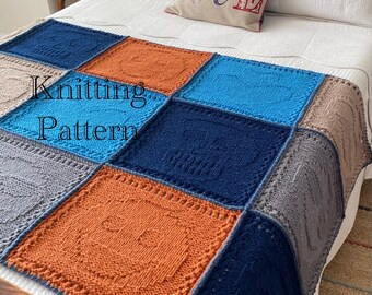 PDF Knitting Pattern in English only.Emoji Afghan knitting pattern.Written instructions,charts.Housewarming gift,contryside,farmhouse throw.