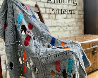 True Love Knot Afghan knitting pattern.Pdf knitting pattern in English only.Knitted square motifs joined in piece.Love,Double knot afghan.