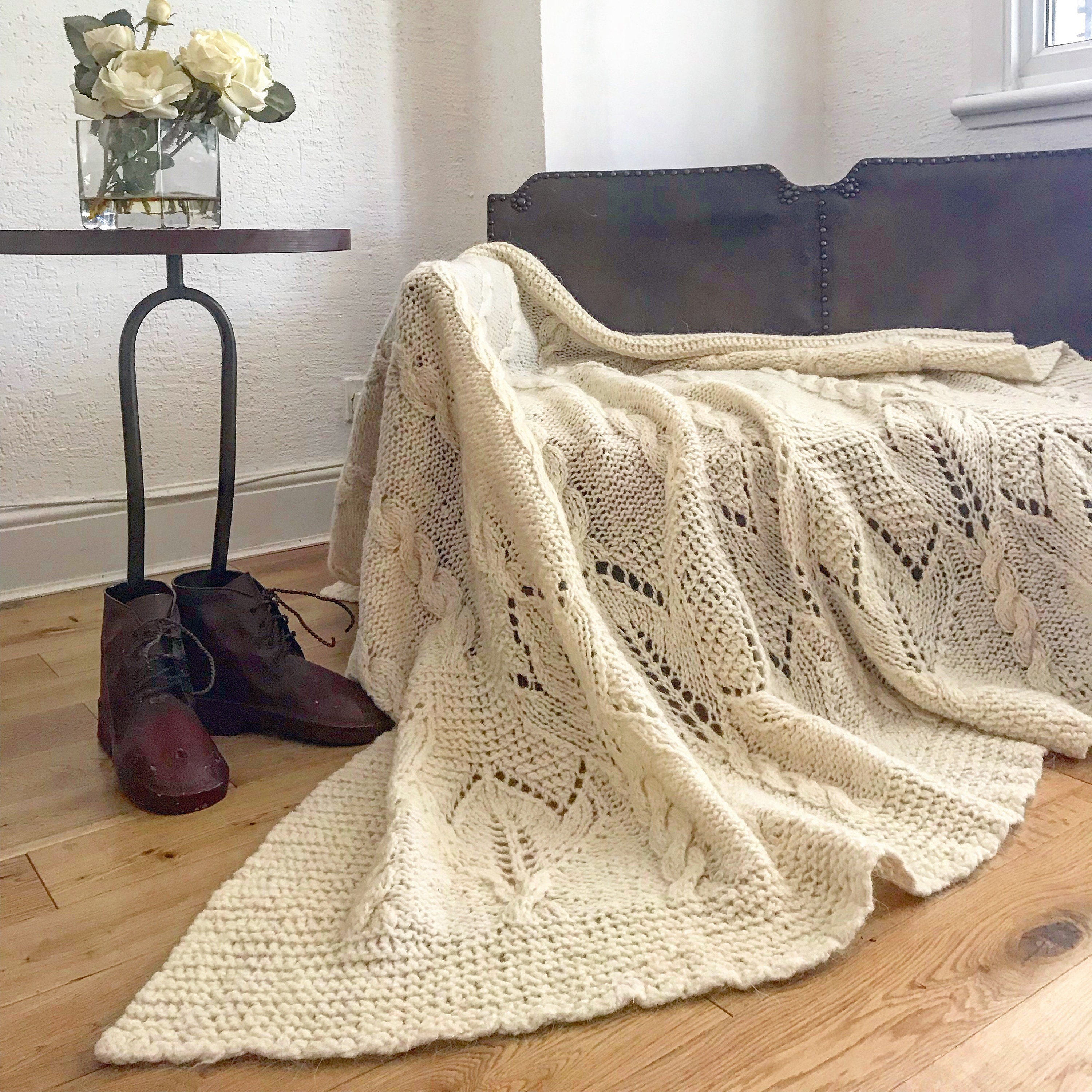 Wool blanket/hand knitted/crafted/Real wool Etsy