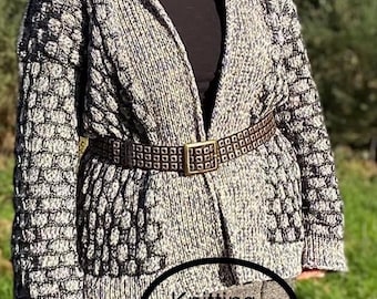 PDF knitting pattern only.Oversized hand knitted honeycomb cardigan for women.Easy to follow chart and instructions.Multicolour knitting.