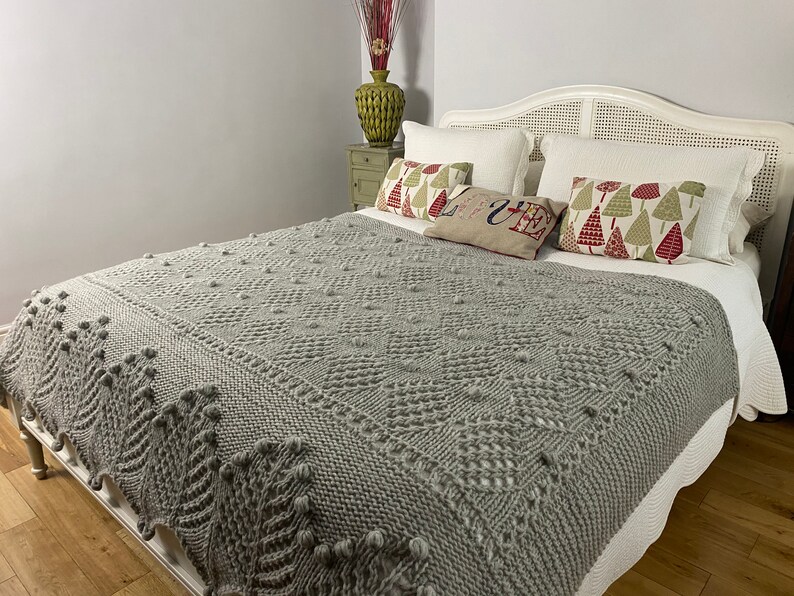 PDF Knitting Pattern.knitted Chunky Lace Blanket/bedspread/bed Etsy
