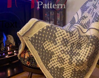 PDF knitting pattern English only.Christmas Star Afghan.Hand knitted using mosaic stitch. Digital file with instructions,chart,diagram.