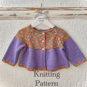 Pdf KNITTING pattern in English only. Lil Miss Cardigan knitting pattern.Written knitting instructions.6 sizes: newborn up to three years