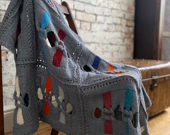 True Love Knot Afghan,hand knitted from rough farmers wool.Can be used as picnic item,cover when cold,home accessory,housewarming gift&more