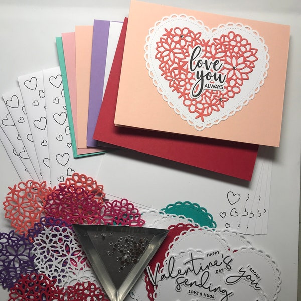 Card Kit, DIY Card Kit, Valentine Card Kit, Card Making Kit, Craft Kit, Heart Card Kit, Anniversary Card, Valentine Card, Love Card