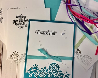Handmade Card Kit, Stamped Card Kit, Die Cut Card Kit, Stampin Up Card Kit, All Occasion Card Kit, Customizable Card Kit
