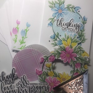 Kit de tarjetas DIY, kit de tarjetas con corona de margaritas, kit de tarjetas personalizadas, kit de tarjetas de cumpleaños, kit de tarjetas de amistad, kit de tarjetas de agradecimiento, kit de tarjetas "Pensando en ti"