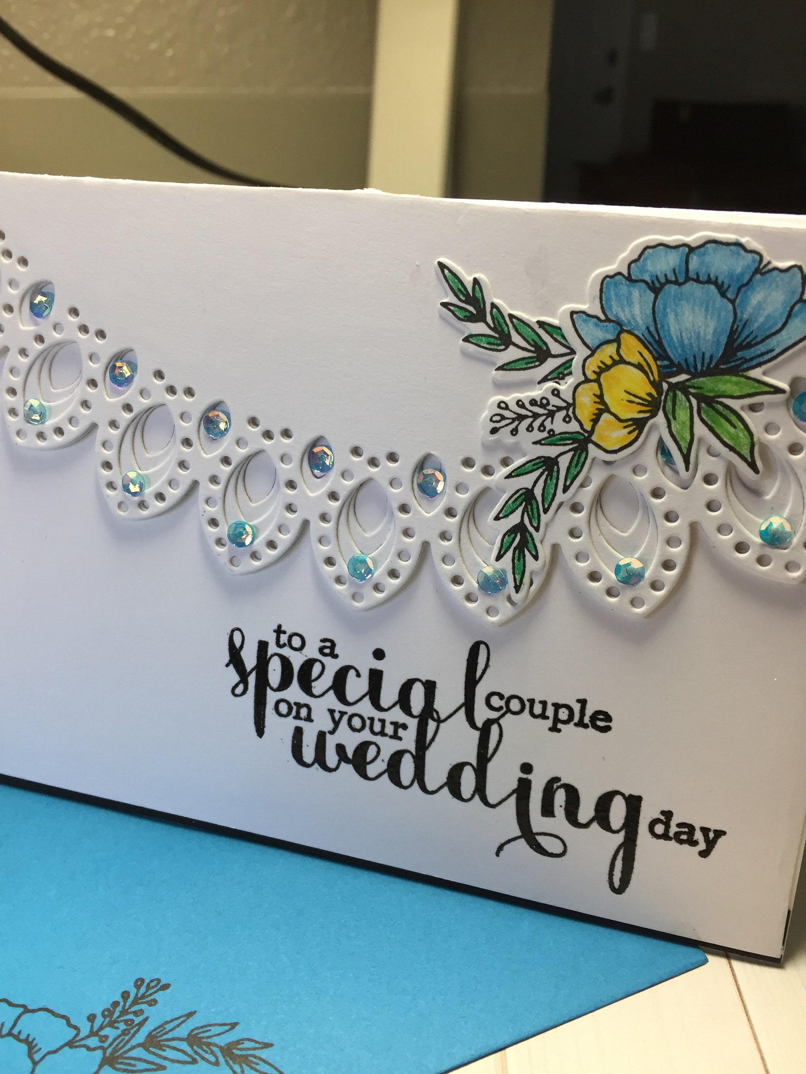 Handmade Card Stamped Card Die Cut Card Wedding Card Etsy