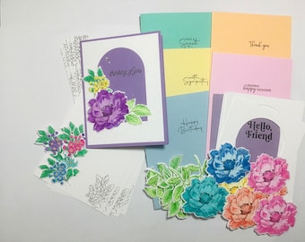 DIY Floral Card Making Kit: Altenew Flowers, Custom All Occasion Sentiments