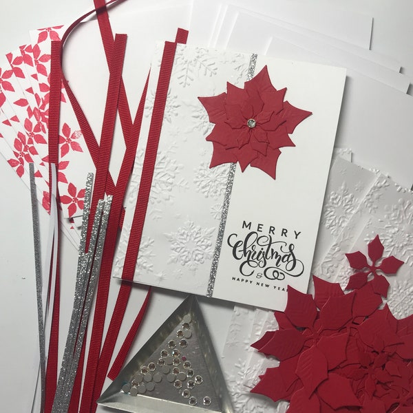Christmas Card Kit, DIY Christmas Card Kit, Poinsettia Card Kit, Handmade Card Kit, Christmas Cards, Holiday Card Kit, Christmas Card Sets