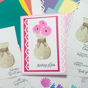 DIY Kartenherstellung Kit: Vase & Blumen, Personalisiert für alle Anlässe