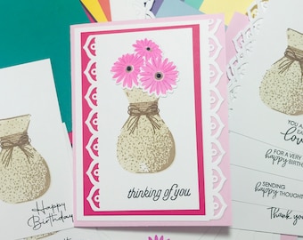 DIY Card Making Kit: Vase & Flowers, Custom All Occasion Sentiments