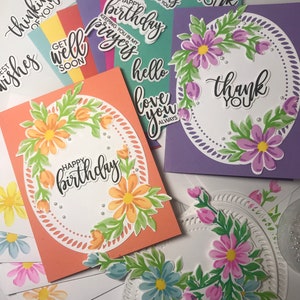 Kit de cartes à faire soi-même, Kit de cartes à fleurs, Kit de cartes d'anniversaire, Kit de cartes de remerciement, Kit de cartes Thinking of You, Kit de cartes personnalisées, Kit de cartes au pochoir