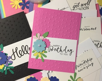 Handmade Card Kit, Hand Stamped Card, DIY Card Kit, Custom Card Kit, Card Kit, Floral Card Kit, Die Cut Card Kit, Birthday Card Kit