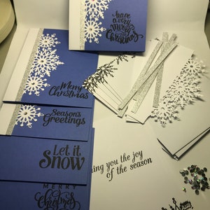Kit de cartão de Natal faça você mesmo, kit para fazer cartões, kit para artesanato de Natal, kit de cartão personalizado, kit de cartão de floco de neve, cartão de Natal, kit de cartão de Hanukkah faça você mesmo