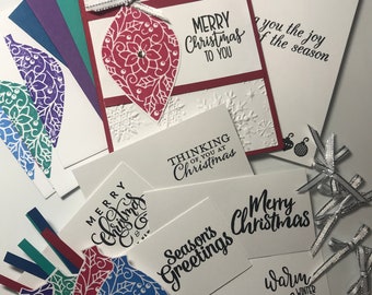Kit para fazer cartões de Natal: Design de enfeites, flocos de neve em relevo
