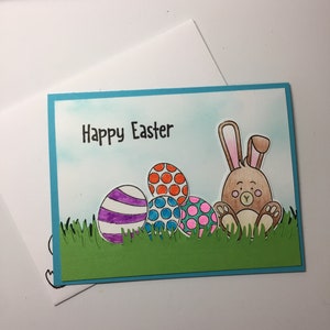 Tarjeta de Pascua, Tarjeta de Conejito, Tarjeta de Pascua Troquelada, Tarjeta de Pascua Divertida, Tarjeta de Pascua Personalizada, Tarjeta Hecha a Mano, Tarjeta Personalizada, Tarjeta Coloreada a Mano