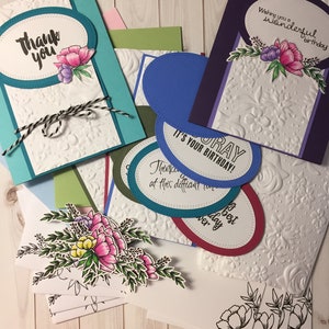 Kit de tarjetas hechas a mano, kit de tarjetas estampadas, kit de tarjetas DIY, kit de tarjetas personalizadas, kit de tarjetas estampadas personalizadas, kit de tarjetas coloreadas a mano, kit de tarjetas de agradecimiento