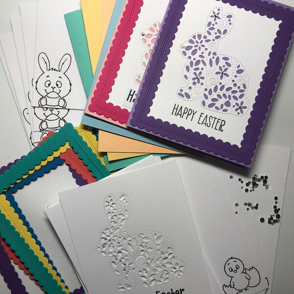 DIY Card Kit, Easter Card Kit, Cardmaking Kit, Craft Kit, Easter Card, Easter Bunny Card Kit, Custom Card Kit