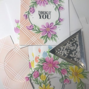 Kit de tarjetas para hacer tú mismo, kit de tarjetas personalizadas, kit de tarjetas con corona de margaritas, kit de tarjetas de cumpleaños, kit de tarjetas de agradecimiento, kit de tarjetas de amistad, kit de tarjetas "Pensando en ti"