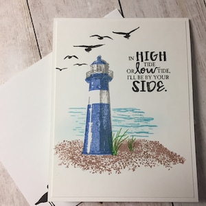 Ręcznie robiona kartka z pozdrowieniami, kartka z latarnią morską, kartka na dzień ojca, męska kartka, męska kartka urodzinowa, spersonalizowana kartka, kartka Stampin Up