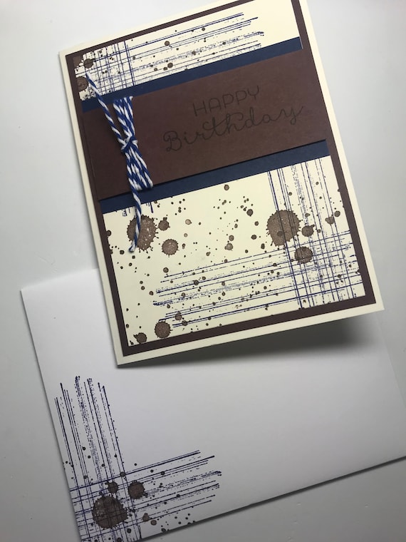 Handmade Birthday Card Hand Stamped Birthday Card Male Birthday