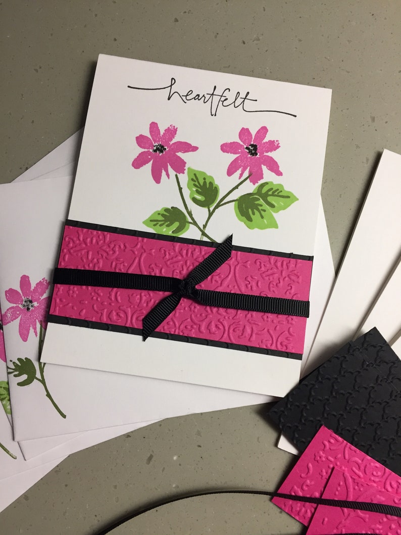 handmade note card hand stamped note card handmade thank