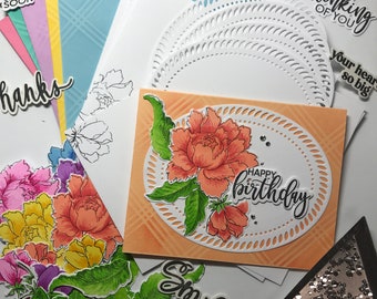 DIY Card Kit, Birthday Card Kit, Thinking of You Card Kit, Friendship Card Kit, Custom Card Kit, Stenciled Card Kit, Thank You Card Kit