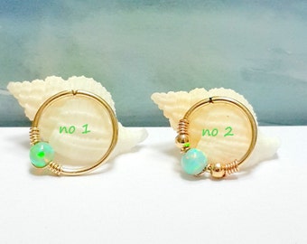 SALE -Gold Filled Kiwi Opal Cartilage Earring- Silver Helix Hoop- Tragus-Septum-Nose piercing-Helix piercing-16G 18G 20G 22G