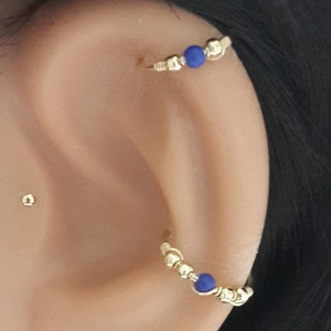 SALE -Tiny Lapis Lazuli 2-3mm Helix Hoop, gold gefüllte Knorpel Creolen, Lapis Lazuli Helix Hoop, Silber Helix Ring, 16G 18G 20G 22G 24G