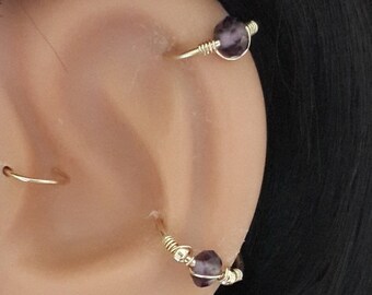 Amethyst Knorpel Ohrring: Sterling Silber Helix Ring, 22G-16G, Februar Geburtsstein -Geschenke