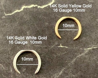 14K Solid Yellow Gold Horseshoe Septum Piercing,14g Solid Yellow, Rose, White Gold Septum Ring,16g Gold Buffalo Horn Septum, 14g 16g 18g