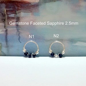 24g 22g 20g Edelsteen Donkerblauwe Saffier 2.5 mm Kraakbeen Oorbel - Zilveren Helix- Conch-Nose Hoop-Tragus Ring- September's Birthstone- Geschenken
