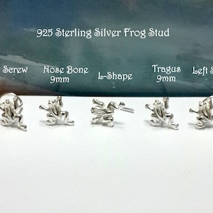 22g 20g 18g 16g  Sterling Silver Frog Nose Stud, Tragus stud, 925 Silver Screw, Nose Bone, L-Shaped, Right and Left Nostril,Nautical Jewelry