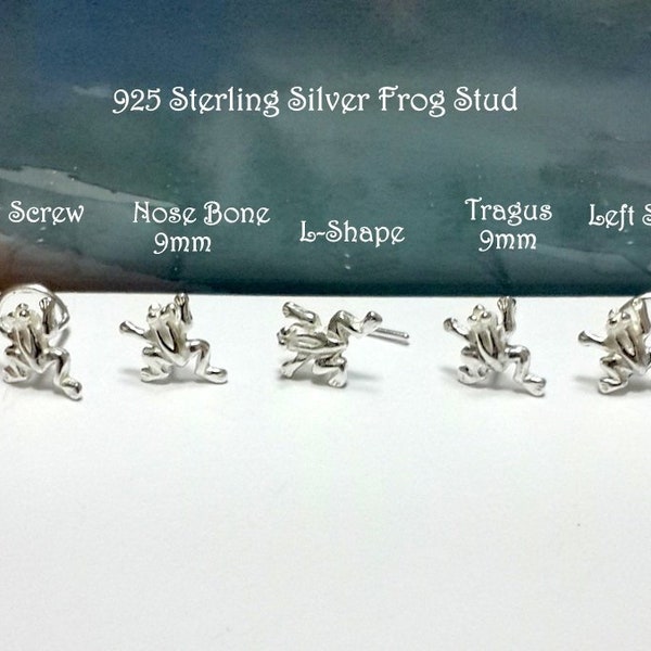 22g 20g 18g 16g  Sterling Silver Frog Nose Stud, Tragus stud, 925 Silver Screw, Nose Bone, L-Shaped, Right and Left Nostril,Nautical Jewelry
