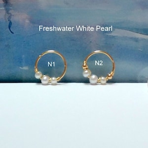 Neujahr Sale-Gold Weiße Perle Knorpel Ohrring, Helix Piercing, Silber Helix Hoop, Tragus, Nose Hoop, Boho Schmuck, Abverkauf