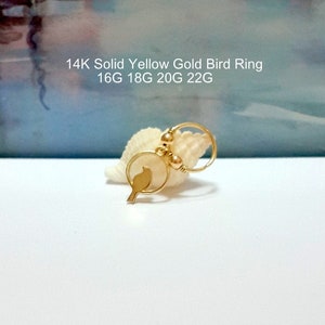 Sharm Bird 14K Solid Yellow Gold Helix Hoops,Cartilage Ring,Lobe Rings,Tragus Hoop,22g 20g 18g 16g ,Conch Ring,Summer Sale,Gift For Her