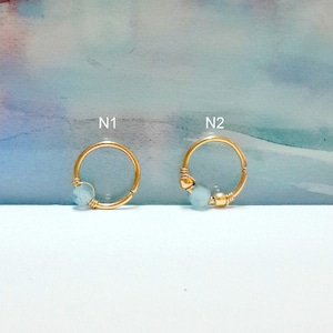Daith Hoop Natural Aquamarine ,16G 18G 20G 22G,gold septum ring,aquamarine march birthstone deith hoop,tiny silver septum ring,sharm jewelry