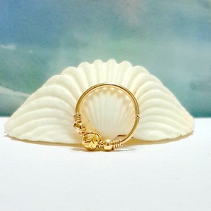 SALE -14K Gold Filled Beaded Helix Earring-Helix hoop- Gold Cartilage Piercing-Silver Helix Jewelry- 16G 18G 20G 22G-Father's Gift