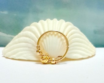 SALE -14K Gold Filled Beaded Helix Earring-Helix hoop- Gold Cartilage Piercing-Silver Helix Jewelry- 16G 18G 20G 22G-Father&#39;s Gift