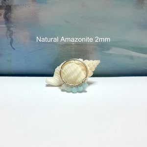 SALE -Natural Amazonite 2mm Helix Ring-Gold Cartilage Piercing-Silver Tragus Ring-Tiny Conch Hoop- 16G 18G 20G 22G 24G-Gifts - Mother’s Day
